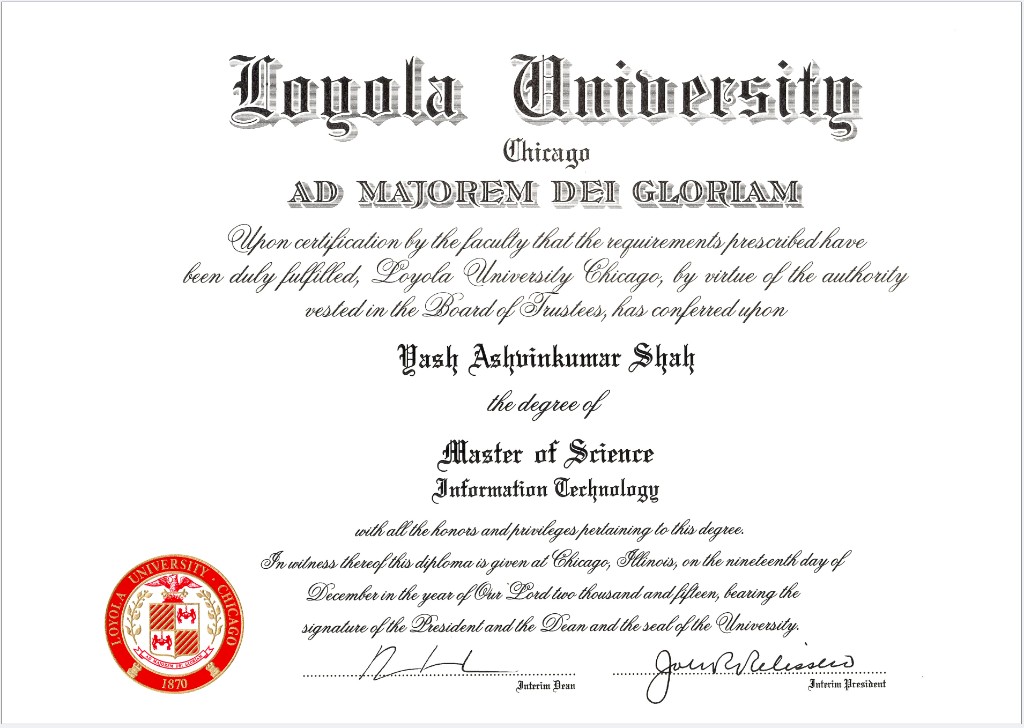 MS Information Technology from Loyola University Chicago